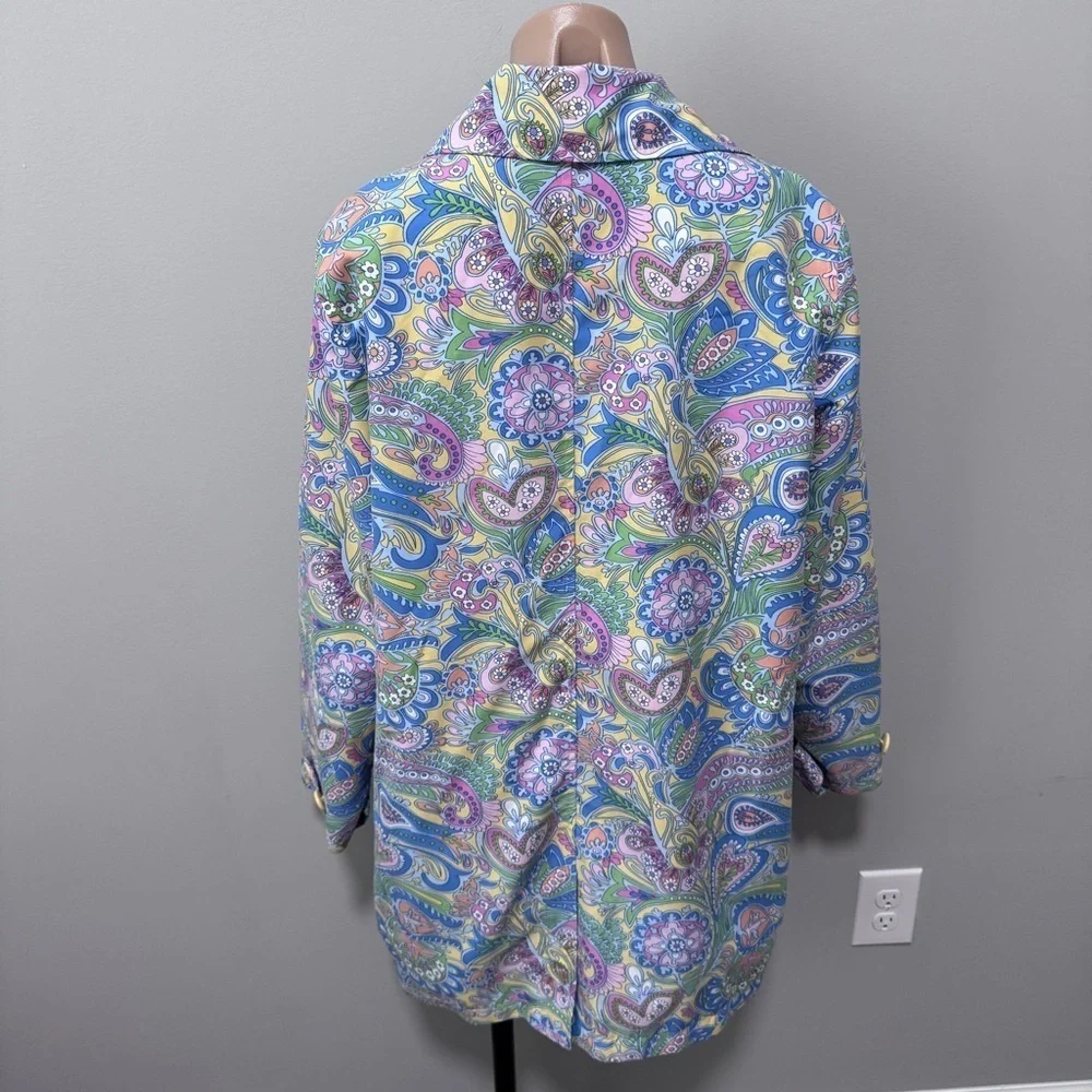 Izod Outerwear Paisley Floral Trench Coat Medium Spring Jacket Mid Length